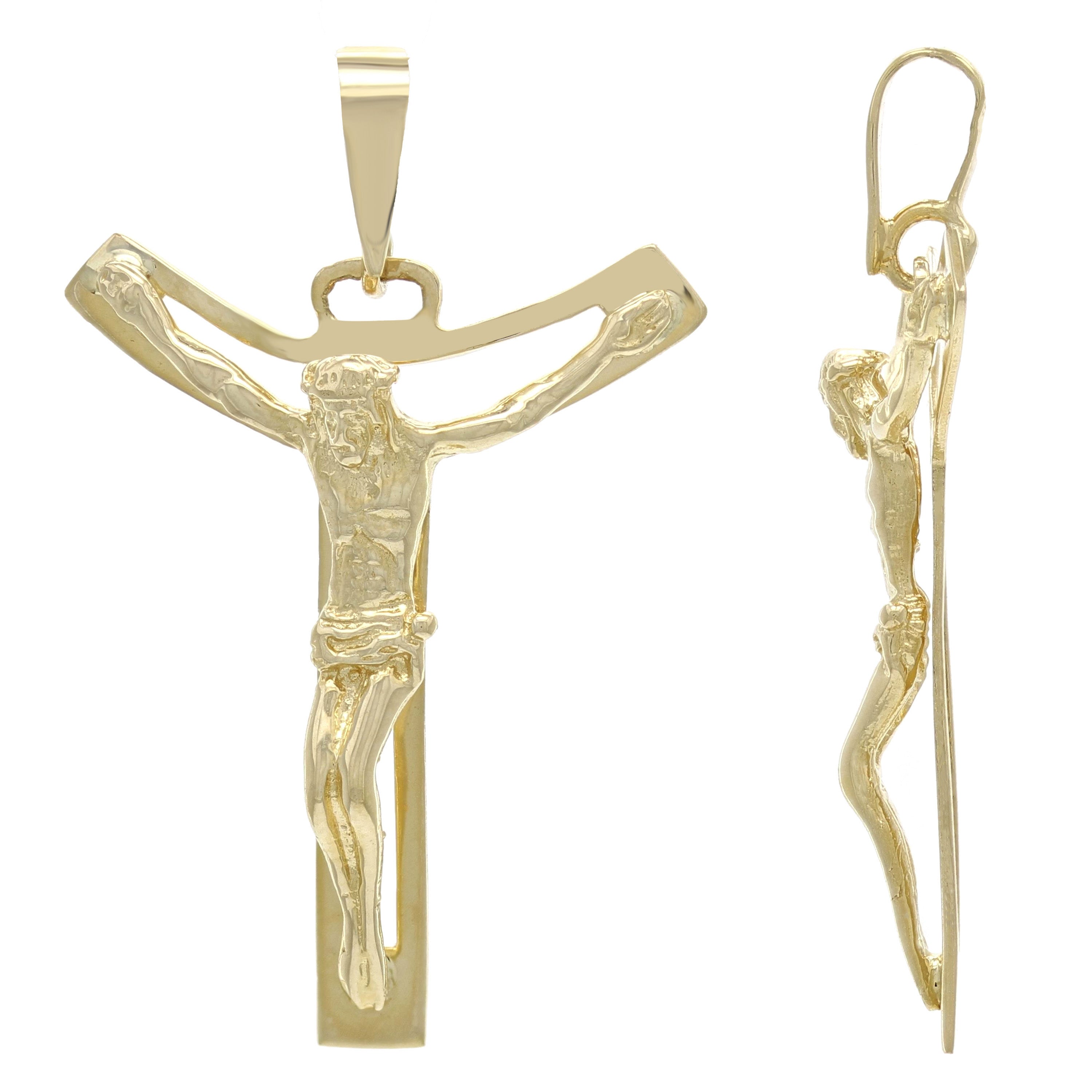 14k Yellow Gold Jesus Christ Crucifix Cross Pendant Religious Charm 3.5 grams - Yellow