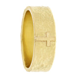 14k Yellow Gold Solid Hammered Cross Ring Band Size 8.5 - 6.8mm 7.4 grams