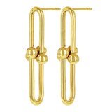 Italian 14k Yellow Gold Semi Solid U Link Dangle Earrings 1.3" 8mm 3.2 grams