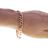10k Rose Gold Solid Figaro Link Chain Bracelet 7" 8.25mm 13.4 grams - 7" 13.4 grams