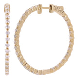 14k Yellow Gold 2ctw Diamond Inside Out Slim Round Hoop Earrings