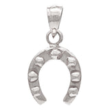 14k White Gold Horseshoe Good Luck Charm Pendant - White