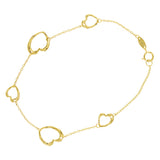 Italian 14k Yellow Gold Open Heart Link Station Bracelet 7" 9.5mm 1.6 grams