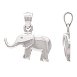 14k White Gold High Polish Good Luck Charm 3D Elephant Pendant 2.7 grams - White