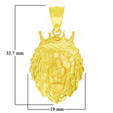 14k Yellow Gold Solid Diamond Cut Lion Head Pendant 1.3" 4.3 grams