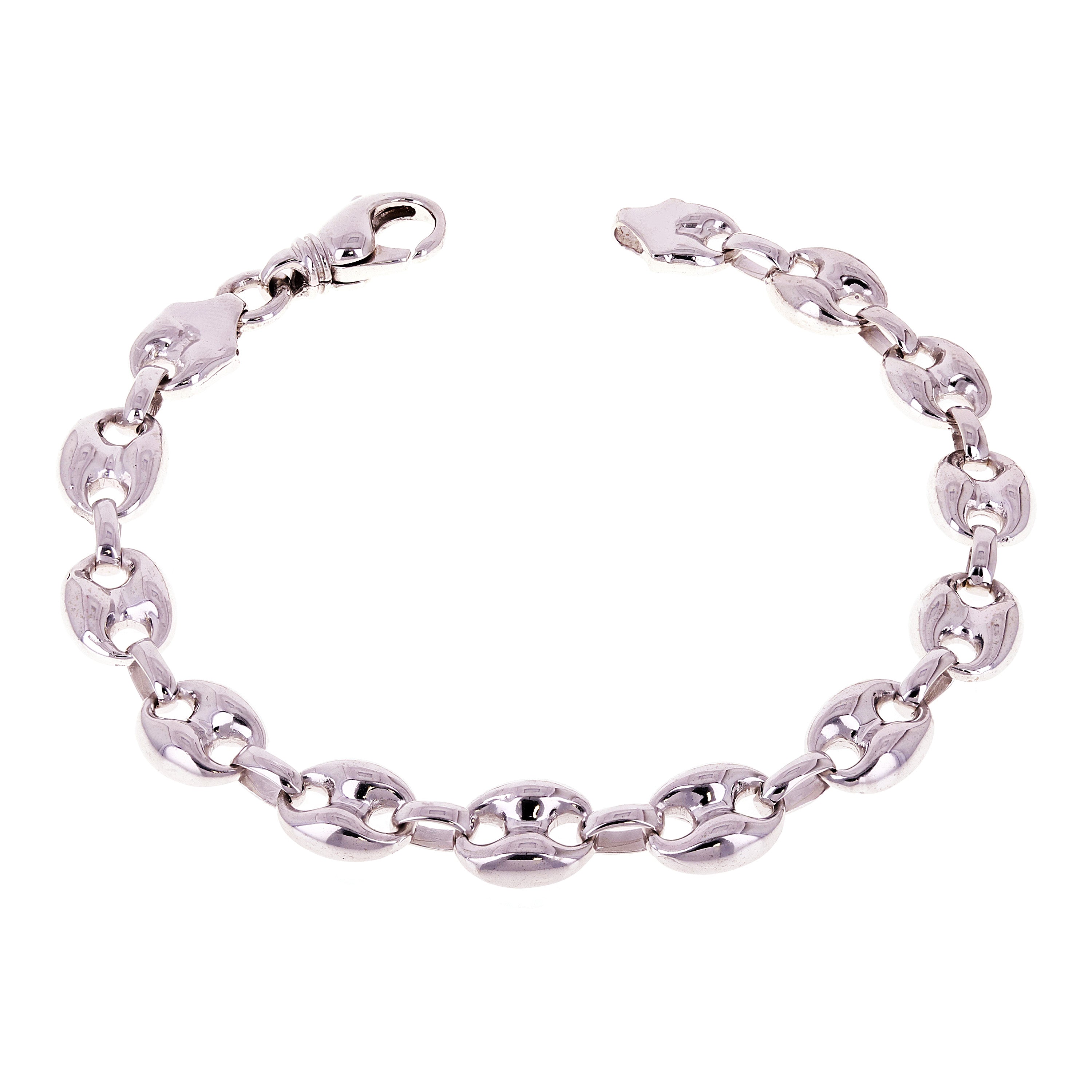 10k White Gold Solid Puffy Mariner Link Chain Bracelet 7" 11.7mm 38.7 grams - White,7" 38.7 grams