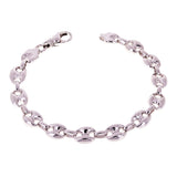 10k White Gold Solid Puffy Mariner Link Chain Bracelet 7" 11.7mm 38.7 grams - White,7" 38.7 grams