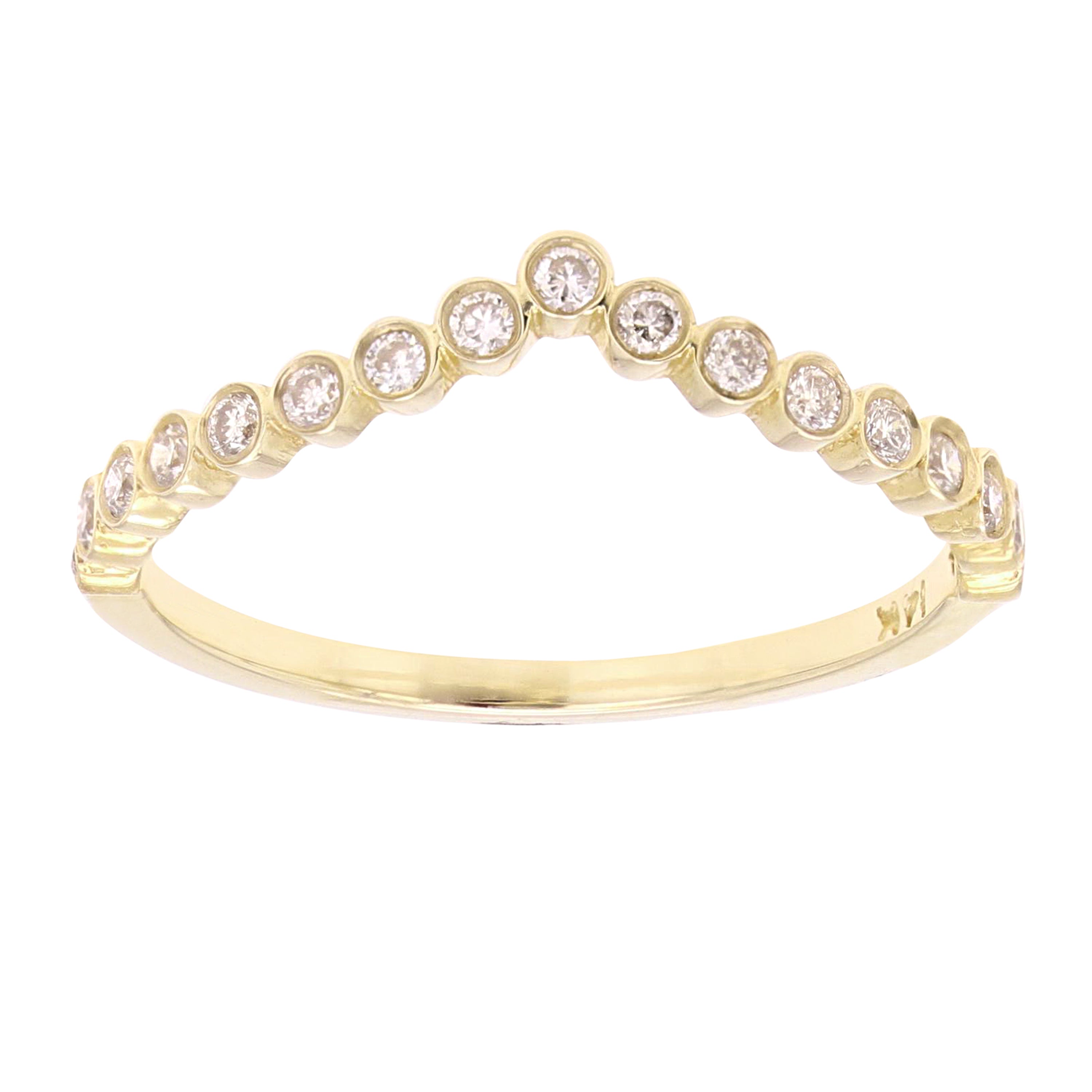 14k Yellow White or Rose Gold 0.21ctw Diamond Bezel Chevron Stackable Ring Size 6