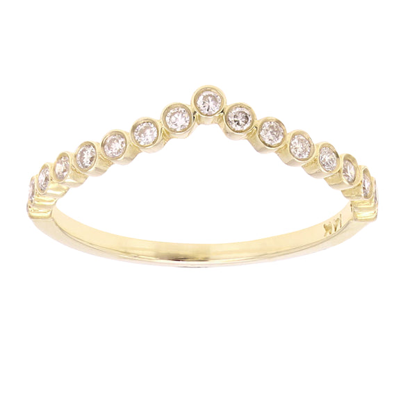 14k Yellow White or Rose Gold 0.21ctw Diamond Bezel Chevron Stackable Ring Size 6
