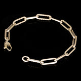 Italian 14k Yellow Gold Hollow Rope Style Paper Clip Chain Bracelet 7.5" 3.2gram