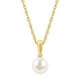 14k Yellow Gold Diamond & Freshwater Pearl Pendant Necklace 18"