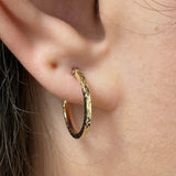 Italian 14k Yellow Gold Diamond Cut Small Hollow Square Hoop Earrings