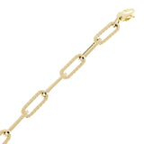 Italian 14k Yellow Gold Hollow Rope Style Paper Clip Chain Bracelet 7.5" 3.2gram