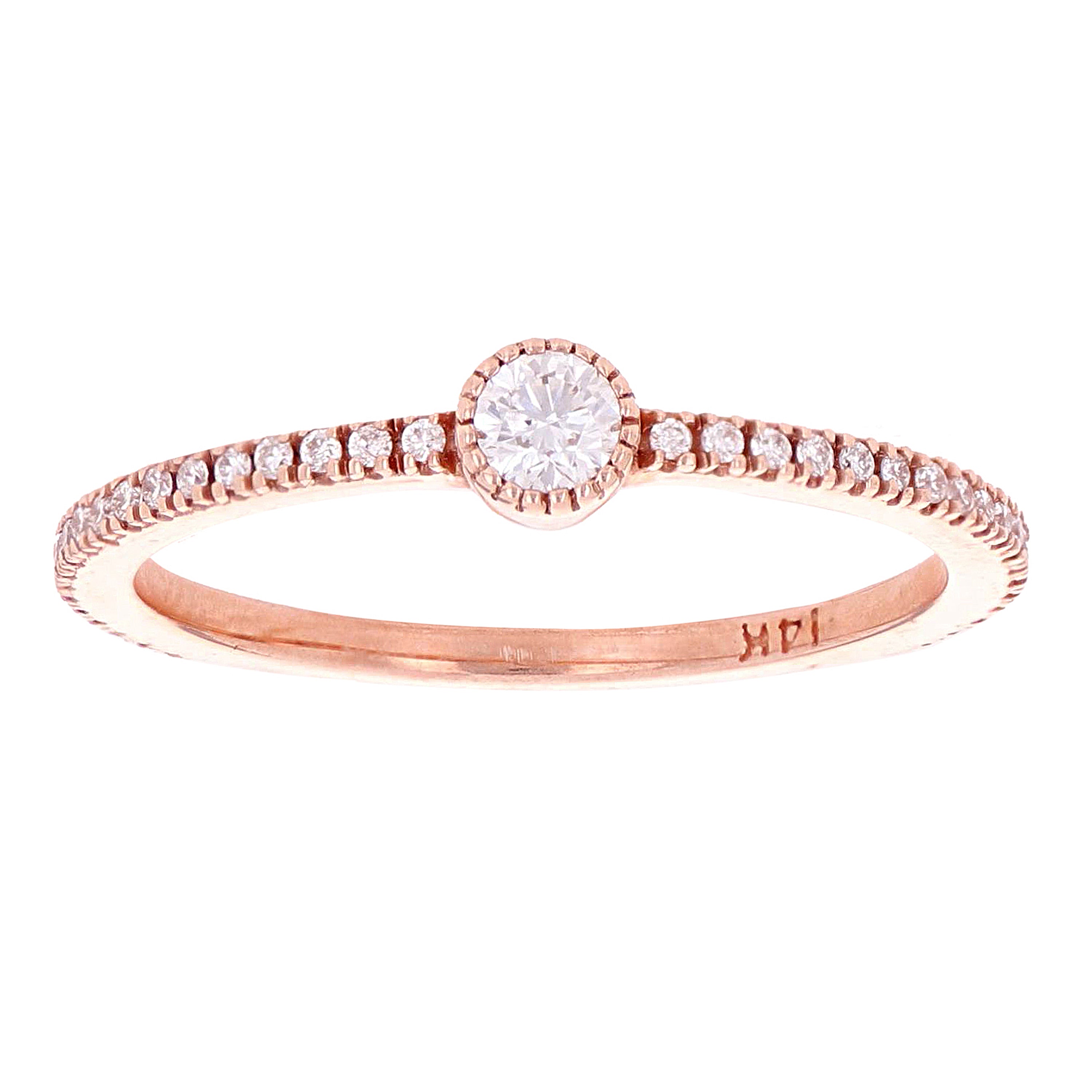 14k Rose Gold Diamond Stackable Promise Ring Size 5.5 - Rose,Ring Size 5.5