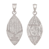 14k White Gold REVERSIBLE Jewish Menorah Hanukkah Candle Star of David Pendant - White