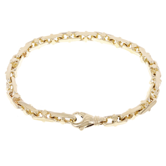 14k Yellow Gold Solid Handmade Fashion Link Bracelet 7