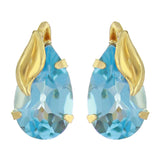 10k Yellow Gold Pear Blue Topaz Stud Earrings