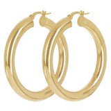 Italian 14k Yellow Gold High Polished 1.6" 5mm Diameter Round Hoop Earrings 6.2g