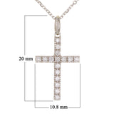 14k White Gold Diamond Cross Charm Pendant Necklace - White