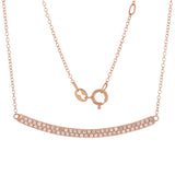 14k Rose Gold 0.30ctw Diamond Double Row Curved Bar Pendant Layer Necklace - Rose