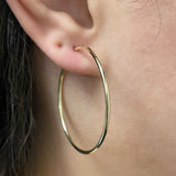 Italian 14k Yellow Gold High Polish Round Endless Hoop Earrings 1.5" 1.3 grams