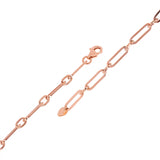Italian 14k Rose Gold Hollow Paper Clip Links Bracelet 7" 3.2mm 1.6 grams - Rose,7"