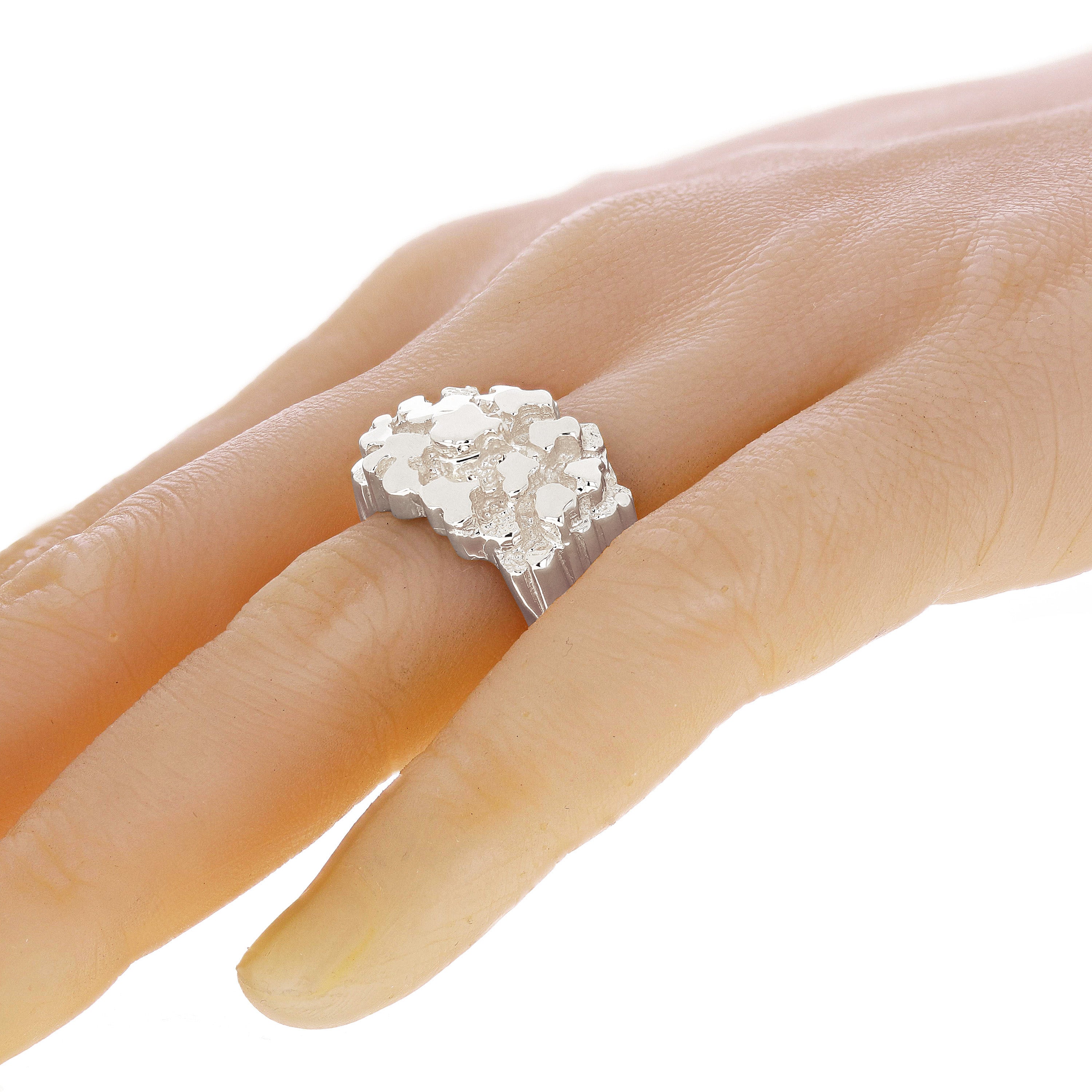 Men's 925 Sterling Silver Heavy Nugget Ring Size 9 - Ring Size 9