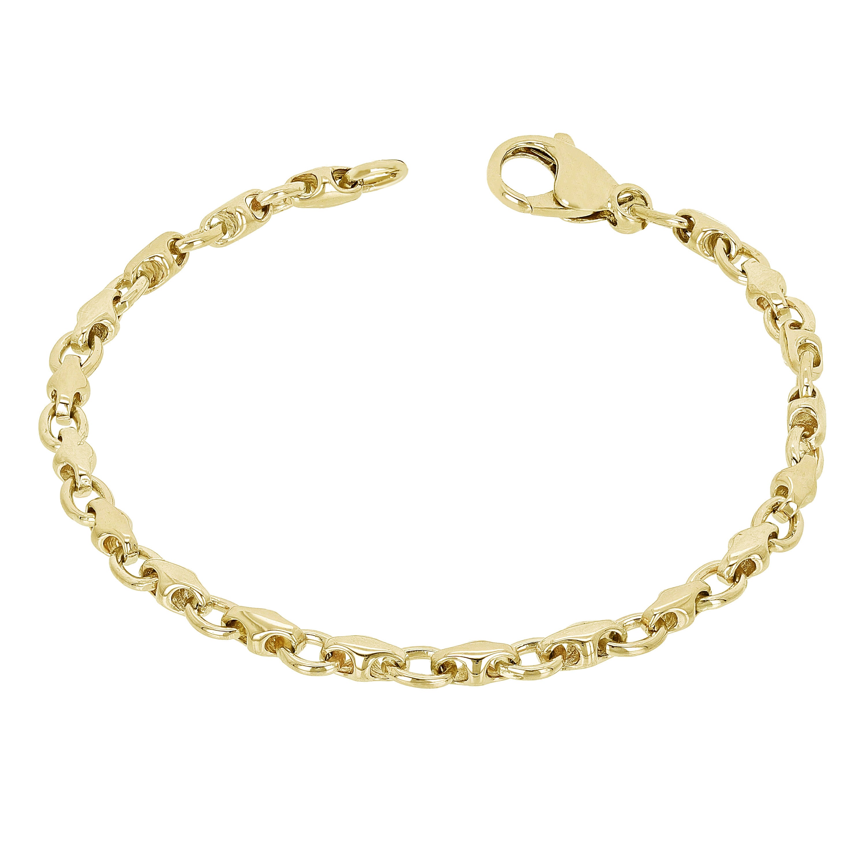 10k Yellow Gold Handmade Fashion Link Bracelet 7" 4mm 8 grams - Yellow,7"