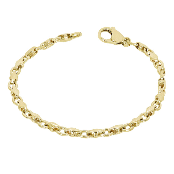 10k Yellow Gold Handmade Fashion Link Bracelet 7