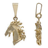 14k Yellow Gold 3D Lucky Stallion Horse Head Charm Pendant 3.3 grams - Yellow