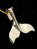 14k White Gold Solid High Polish Whale Tail Slide Charm Pendant 1.1 grams