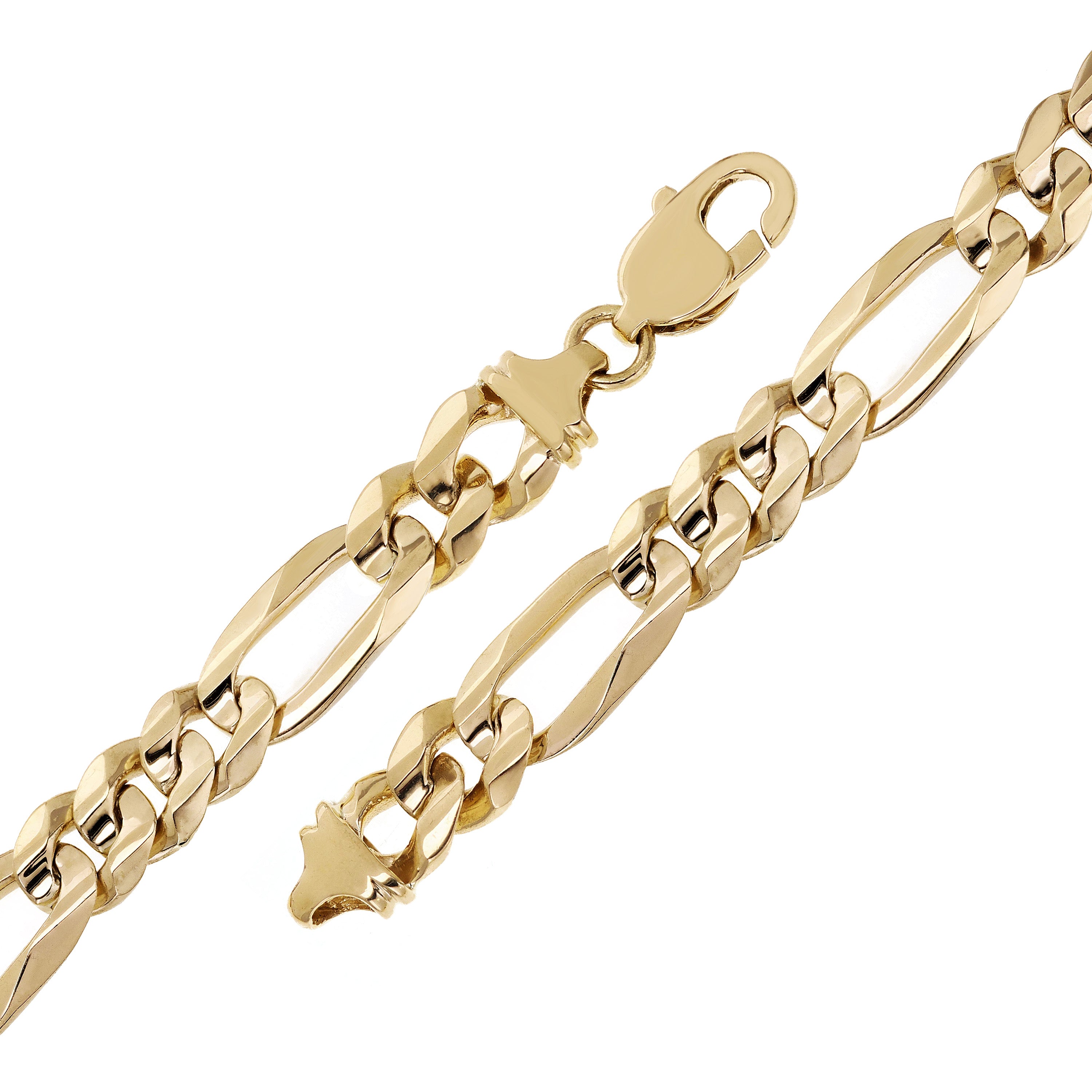 Men's 10k Yellow Gold Solid Heavy Figaro Chain Bracelet 7" 15mm 52 grams - 7" 52 grams