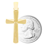 Italian 14k Yellow Gold Hollow 3D Sand Blast Cross Charm Pendant 1.4" 2.3 grams