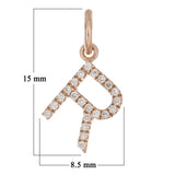 14k Rose Gold Diamond Initial Letter R Charm Pendant - Letter R,Rose