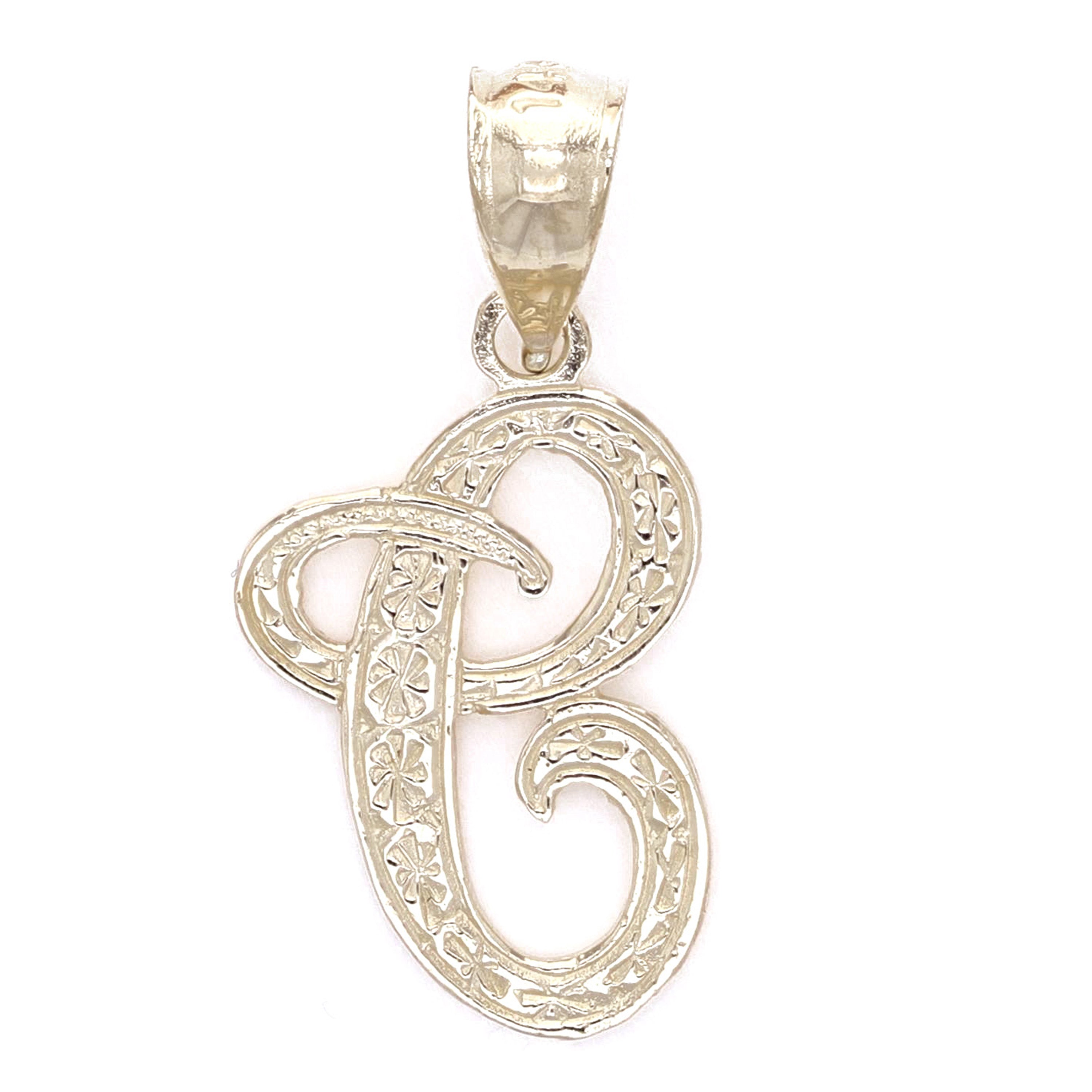 14k Yellow or White Gold Initial Letter Charm Pendant Alphabet A-Z Available - Letter C,Yellow