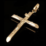 Italian 14k Yellow Gold Hollow INRI Crucifix Cross Charm Pendant 1.8 grams