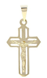 14k Yellow Gold Crucifix Jesus Christ Cross Pendant Religious Charm 1.4" 2.6g