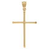 14k Yellow Gold High Polished Plain Cross Religious Charm Pendant 1.95" 4grams