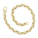 Italian 14k Yellow Gold Oval Rolo Link Chain Charm Bracelet 7.5" 4 grams