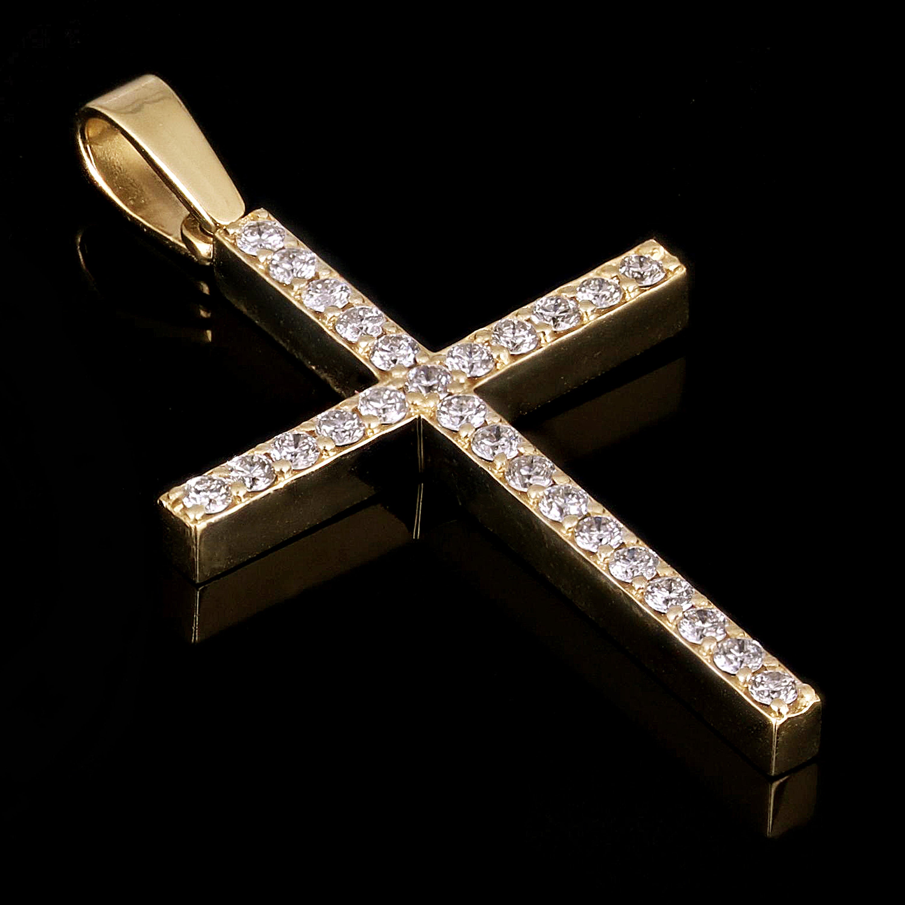 14k Yellow Gold 0.47ctw Diamond Cross Pendant 1.4" 2 grams