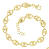 Italian 14k Yellow Gold Puffy Mariner Link Chain Bracelet 8-8.5" 7mm 6.6 grams