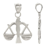 14k White Gold Scales of Justice Libra Zodiac Sign Charm Pendant 1" 3.7 grams - White