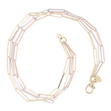 Italian 14k Tri-Color Gold Triple Paper Clip Link Chain Bracelet 7.5" 4.7 grams