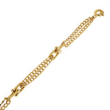 Italian 14k Yellow Gold U Shape Hardwear & Double Cuban Link Bracelet 7" 3.3gram