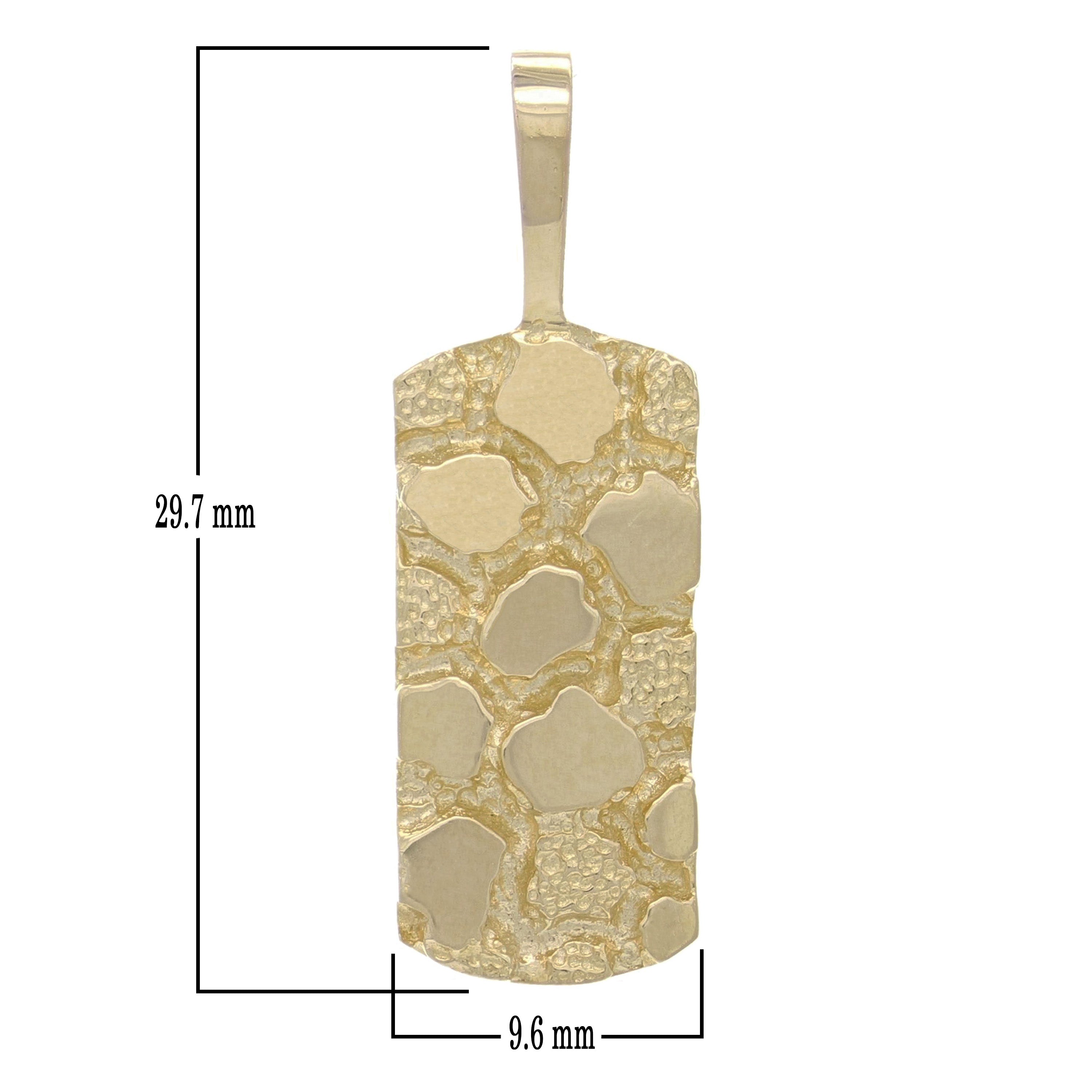 14k Yellow Gold Rectangle Nugget Charm Pendant 1.15" 3.2 grams