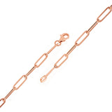 Italian 14k Rose Gold Hollow Paper Clip Links Bracelet 8" 3.1mm 1.6 grams - Rose,8"