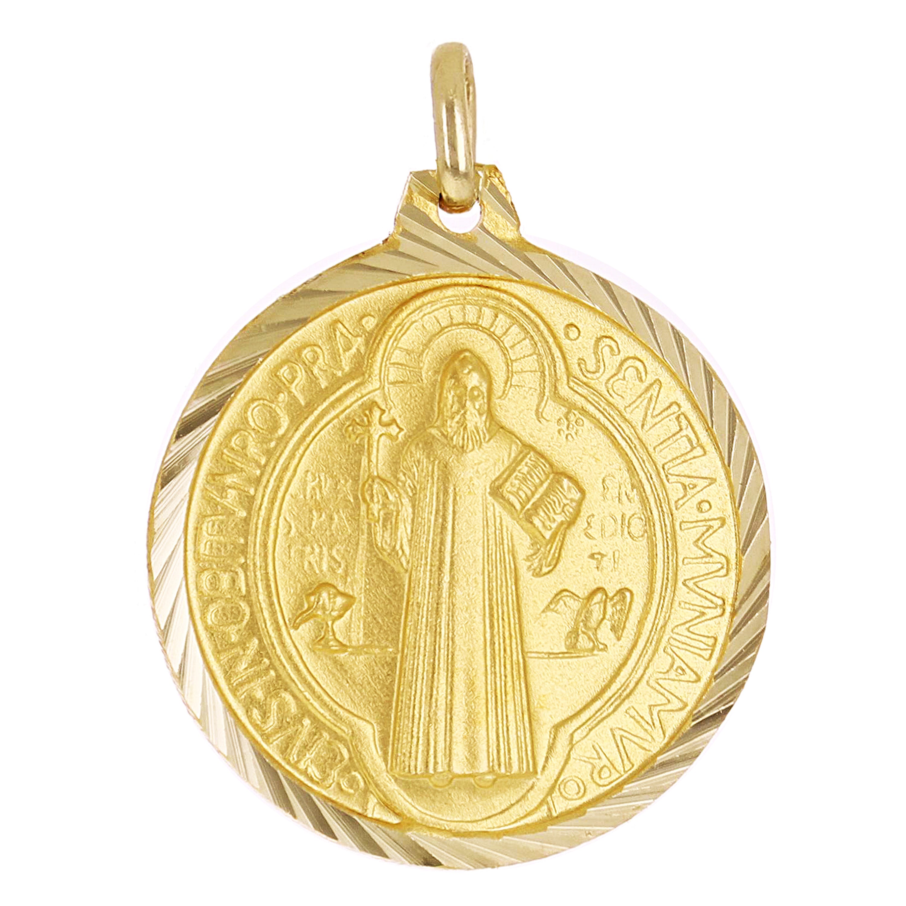 Italian 14k Yellow Gold Gold Saint Benedict Medal Charm Pendant 1.1" 3.9 grams - 1.1" 3.9 grams