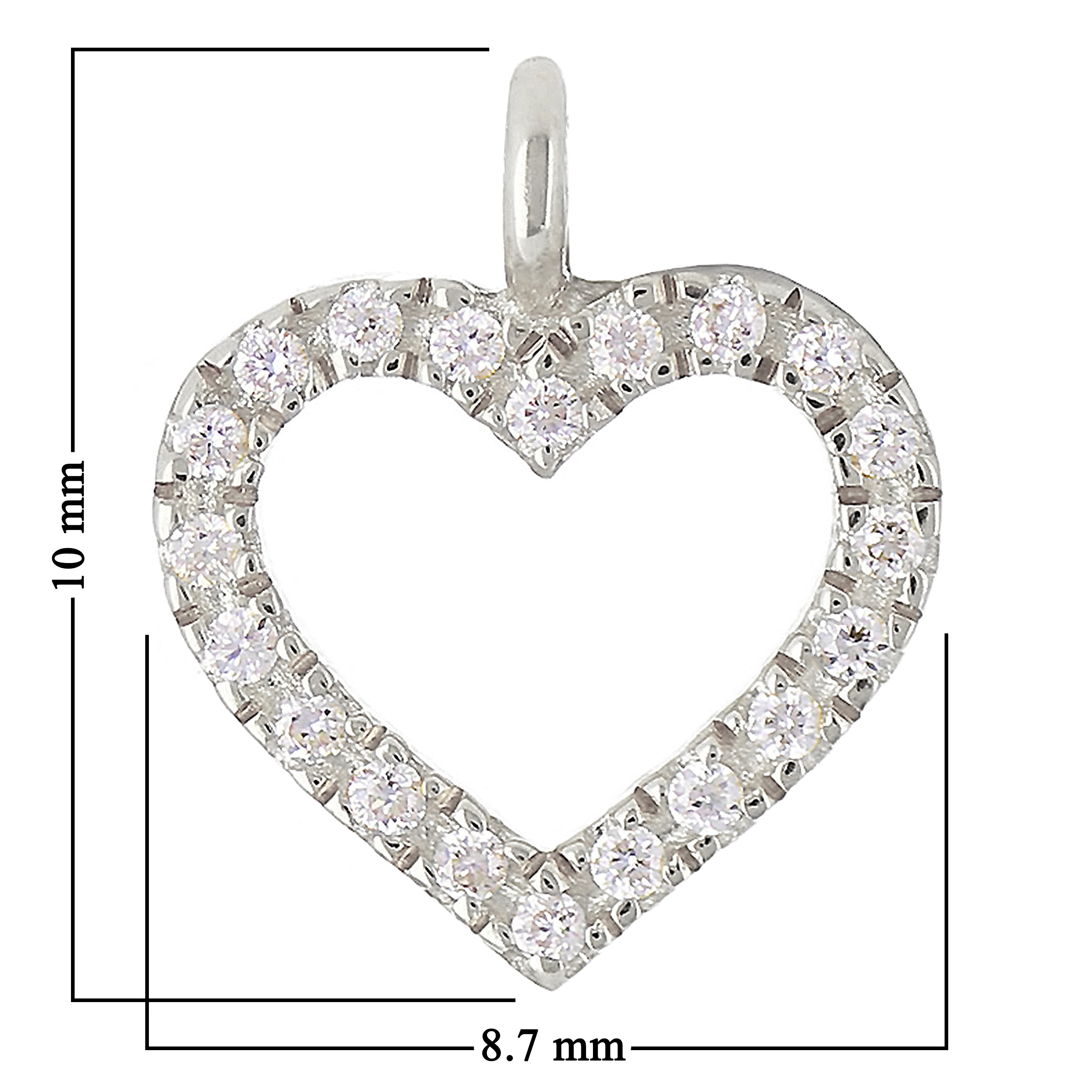 14k White Gold Small Diamond Heart Pendant - White