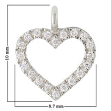 14k White Gold Small Diamond Heart Pendant - White