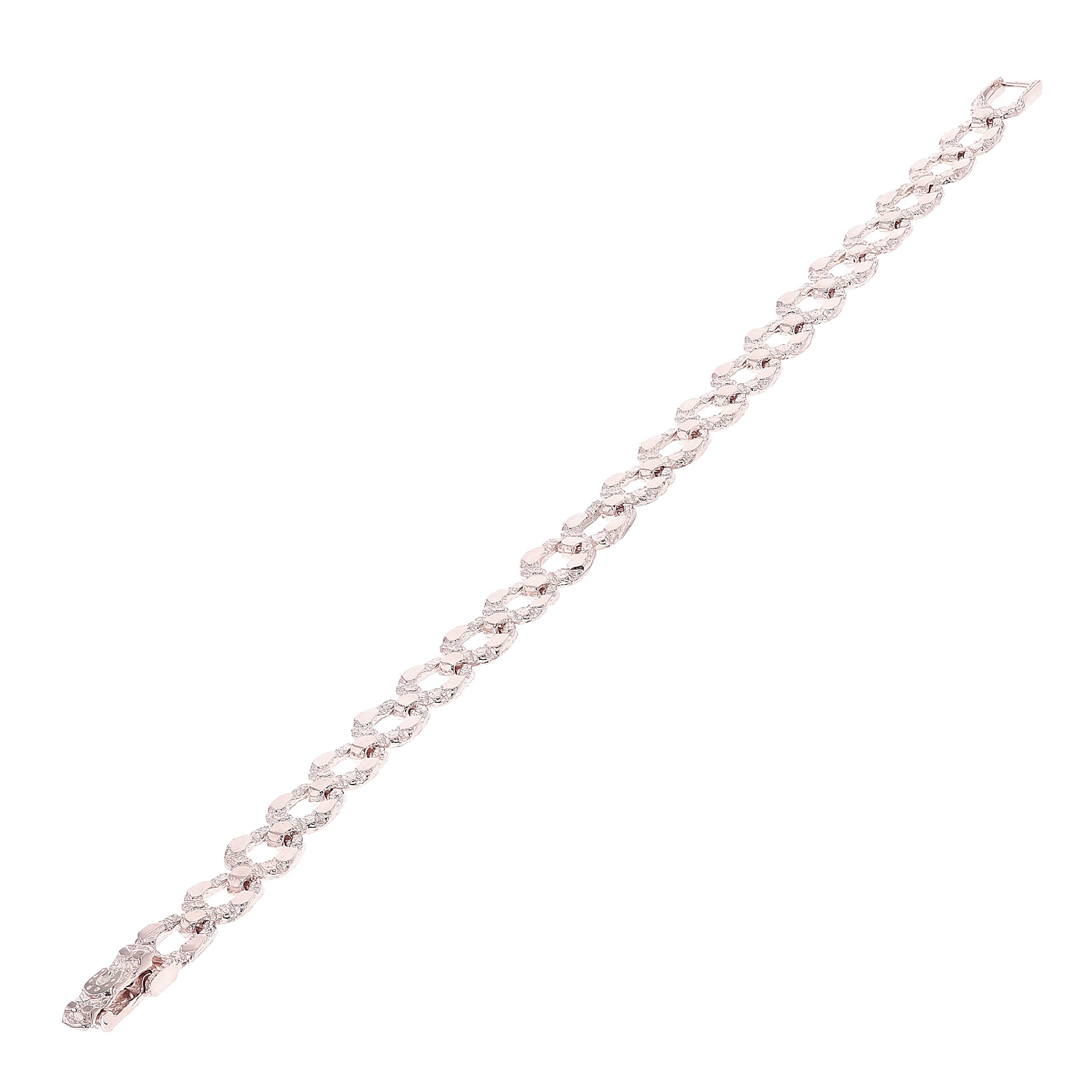 14k White Gold Solid Chunky Nugget Horse Shoe Link Bracelet 7" 8mm 11.7 grams - White,7" 11.7 grams